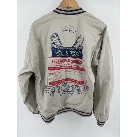Vtg Mirage 90s Yankees 1961 Jacket Mens L Cooperstown Collection Reversible